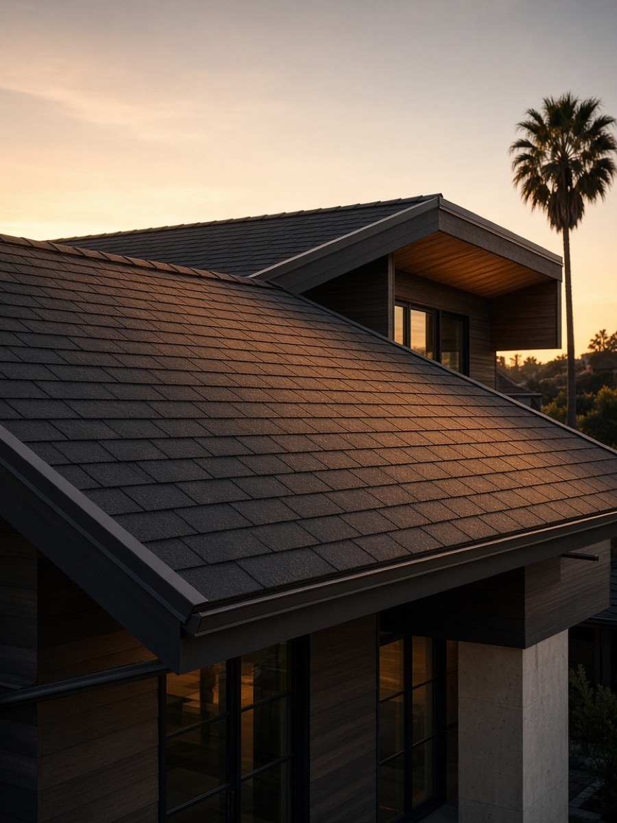 A new shingle roof on a California home