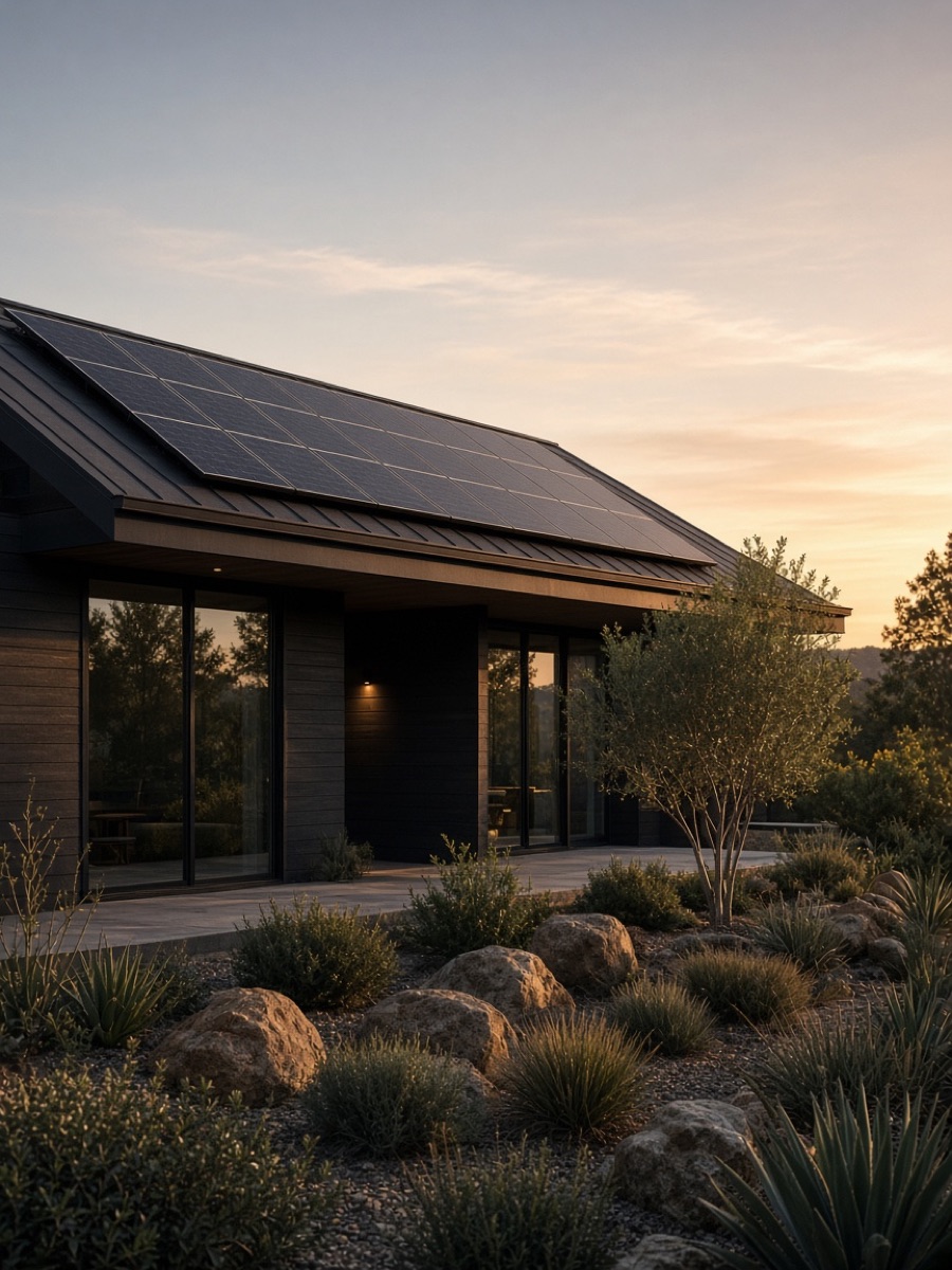 A California home with black solar panels